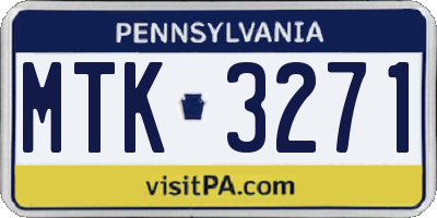 PA license plate MTK3271