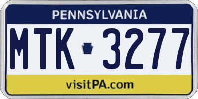 PA license plate MTK3277