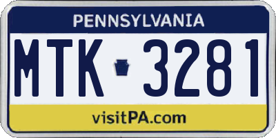 PA license plate MTK3281