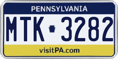 PA license plate MTK3282