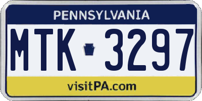 PA license plate MTK3297