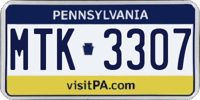 PA license plate MTK3307