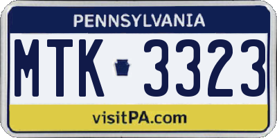 PA license plate MTK3323