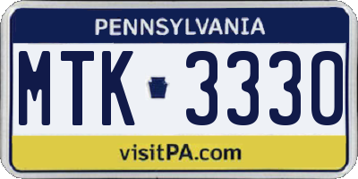 PA license plate MTK3330