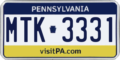 PA license plate MTK3331