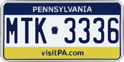 PA license plate MTK3336