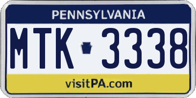 PA license plate MTK3338