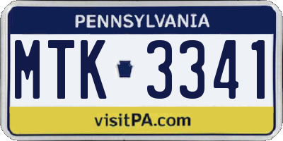 PA license plate MTK3341