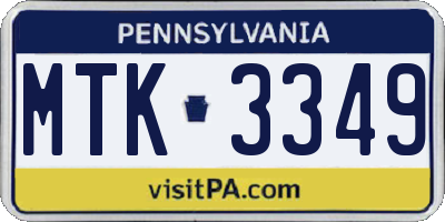 PA license plate MTK3349
