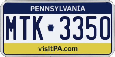 PA license plate MTK3350