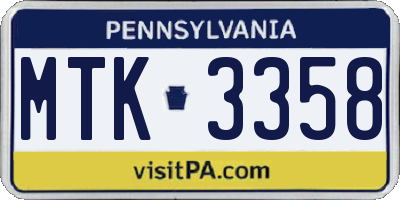 PA license plate MTK3358