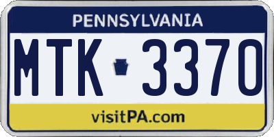 PA license plate MTK3370