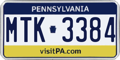 PA license plate MTK3384