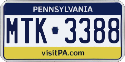PA license plate MTK3388