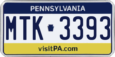 PA license plate MTK3393