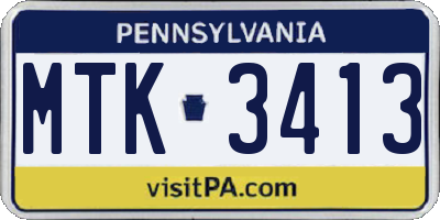 PA license plate MTK3413