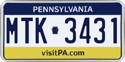 PA license plate MTK3431