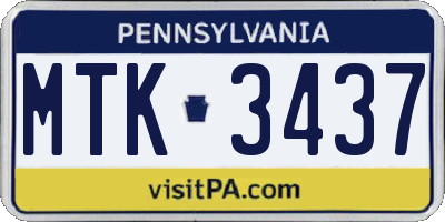PA license plate MTK3437