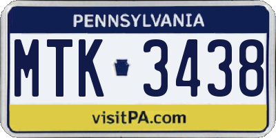 PA license plate MTK3438