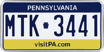 PA license plate MTK3441