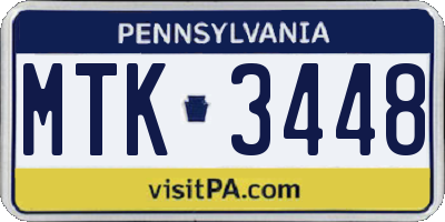 PA license plate MTK3448