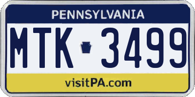 PA license plate MTK3499