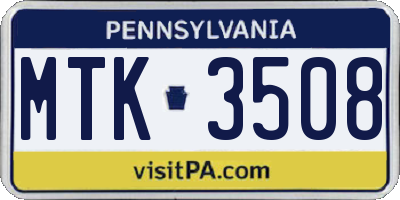 PA license plate MTK3508