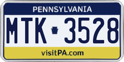 PA license plate MTK3528