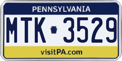 PA license plate MTK3529