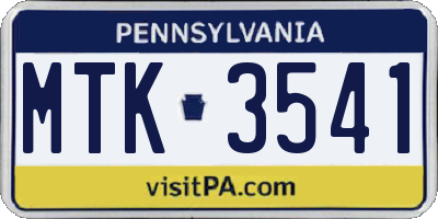 PA license plate MTK3541