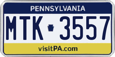 PA license plate MTK3557