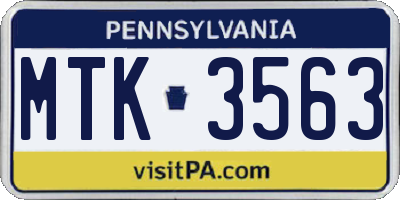 PA license plate MTK3563