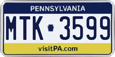 PA license plate MTK3599