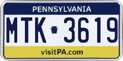 PA license plate MTK3619
