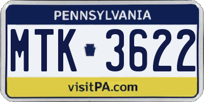 PA license plate MTK3622