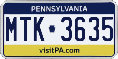 PA license plate MTK3635