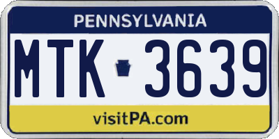PA license plate MTK3639