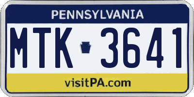 PA license plate MTK3641