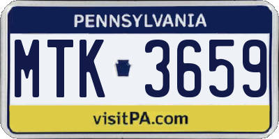 PA license plate MTK3659