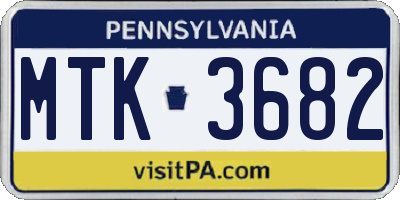 PA license plate MTK3682