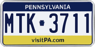 PA license plate MTK3711