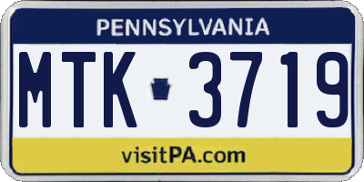 PA license plate MTK3719