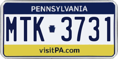 PA license plate MTK3731