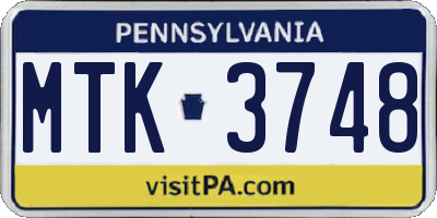 PA license plate MTK3748