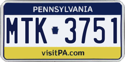 PA license plate MTK3751