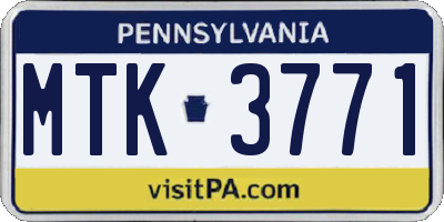 PA license plate MTK3771