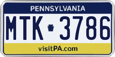 PA license plate MTK3786