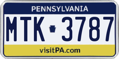 PA license plate MTK3787
