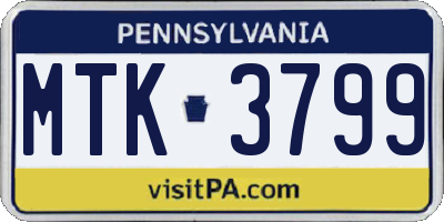 PA license plate MTK3799