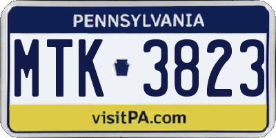 PA license plate MTK3823